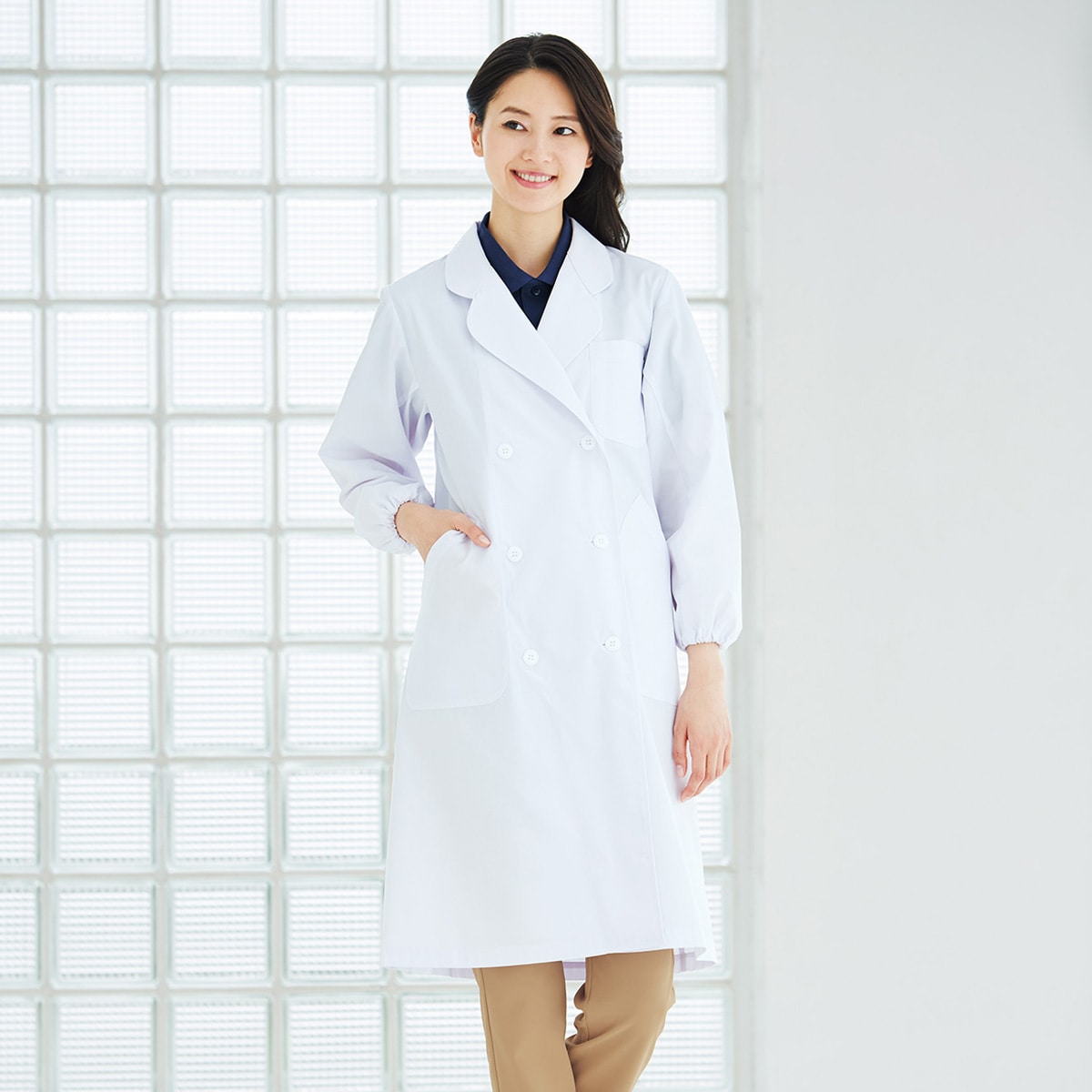 2506 女性ダブル医療衣長袖｜医療用白衣・介護ユニフォーム・事務服の