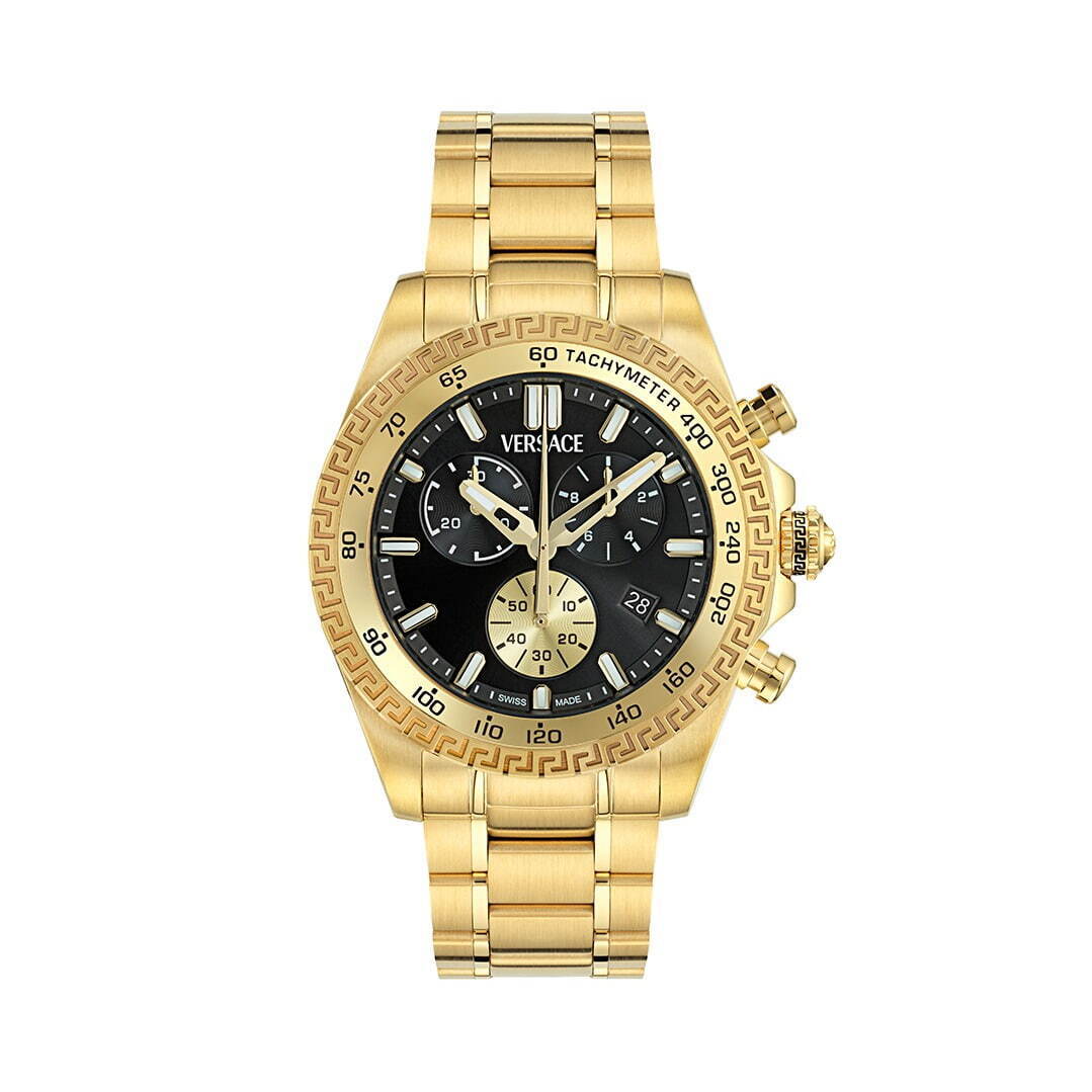 ヴェルサーチェ24年秋冬腕時計「クロノ エックス」グレカ模様リング