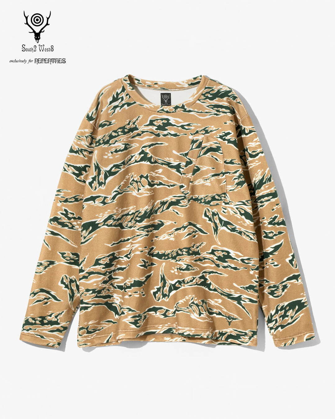 サウス2 ウエスト8“タイガーカモ”総柄のフリースジャケット＆ワイド