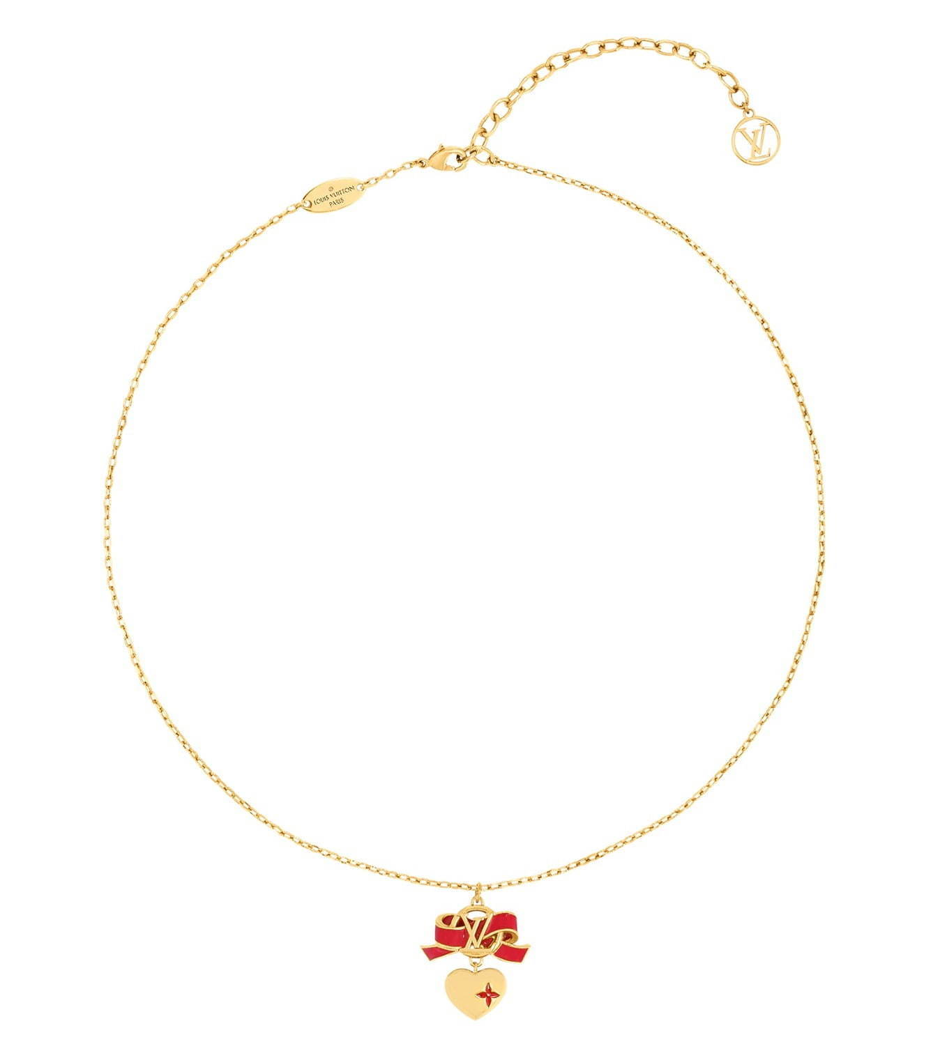 ルイ・ヴィトン“ハートが揺れる”LV サークルのネックレス、真っ赤な