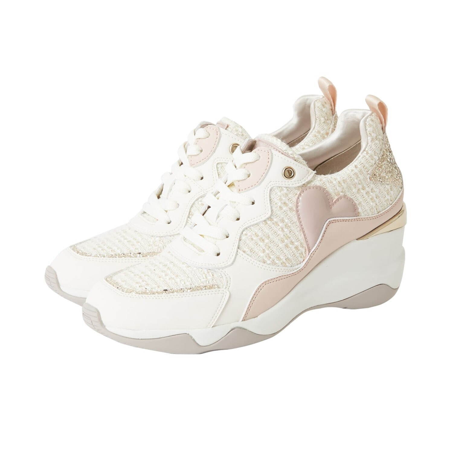 プラス ダイアナ23年バレンタイン限定スニーカー、煌めくツイード