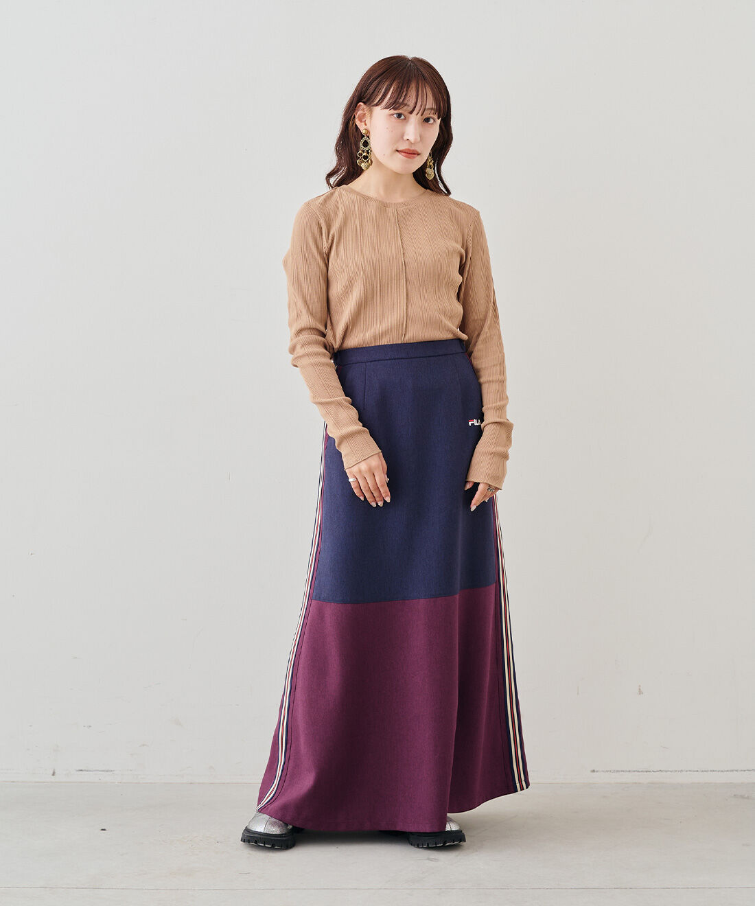 FILA for MEDE19F 大人も着られるストライプラインのスカート