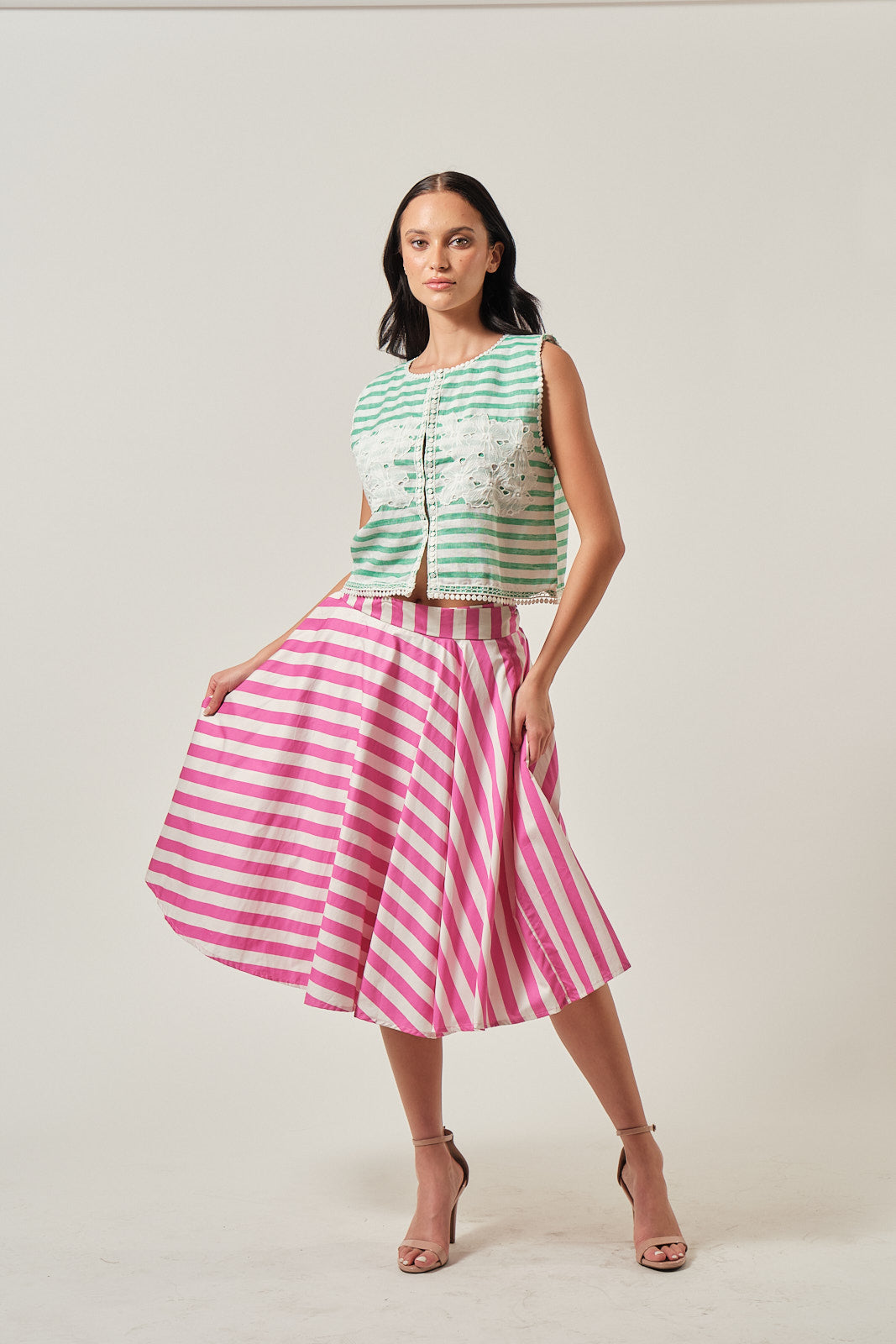 Chiquita Pink Stripes Wrap Skirt – Florence Fling