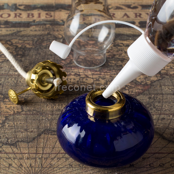 アンティークオイルランプ ブルー 【宅急便配送】