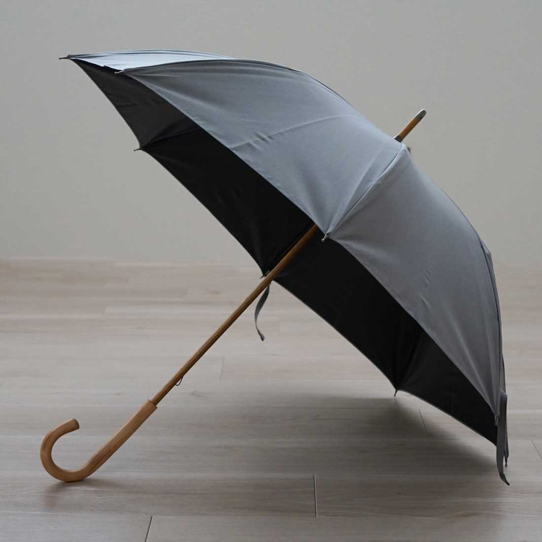 遮熱と遮光効果抜群のおしゃれな樫の木の中棒の長傘 – 傘専門店 小宮商店
