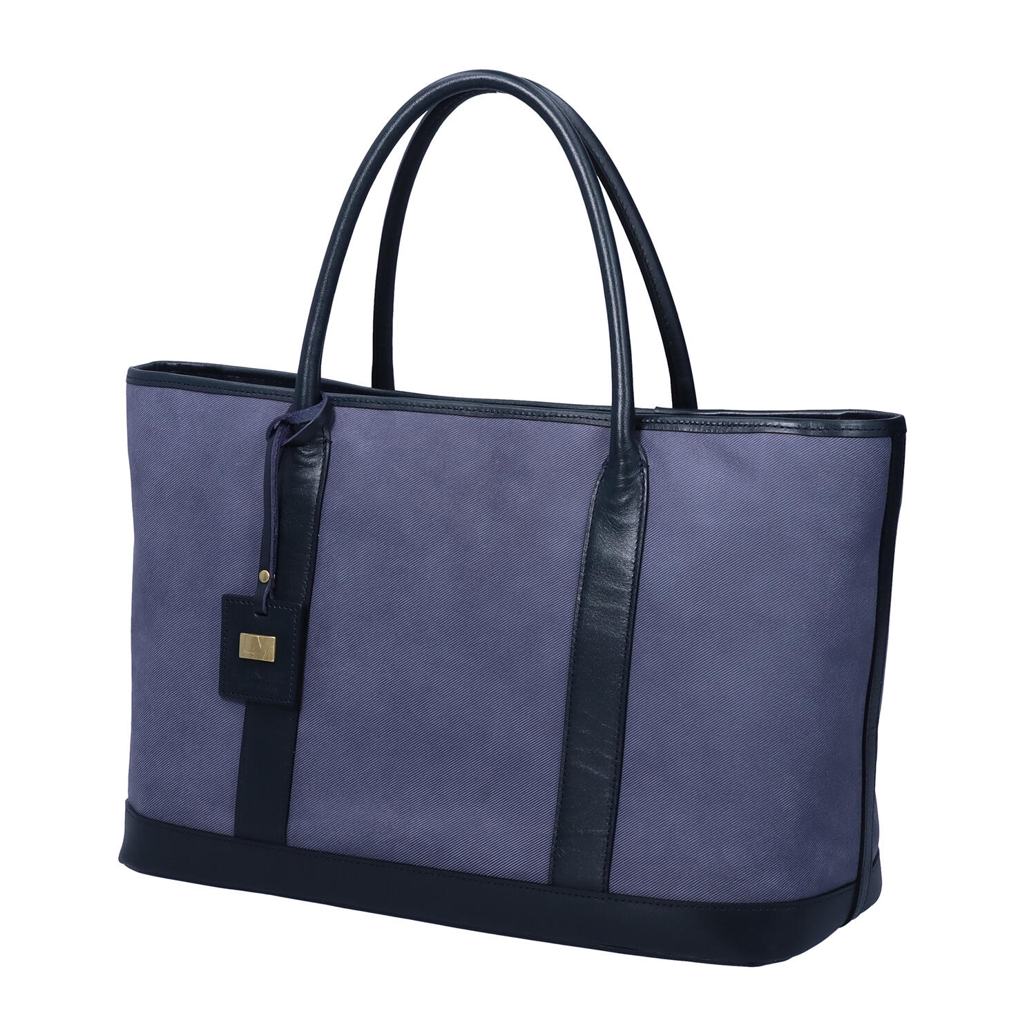 B5 デニム調レザー 牛革 ファスナー付き トートバッグ | エールック