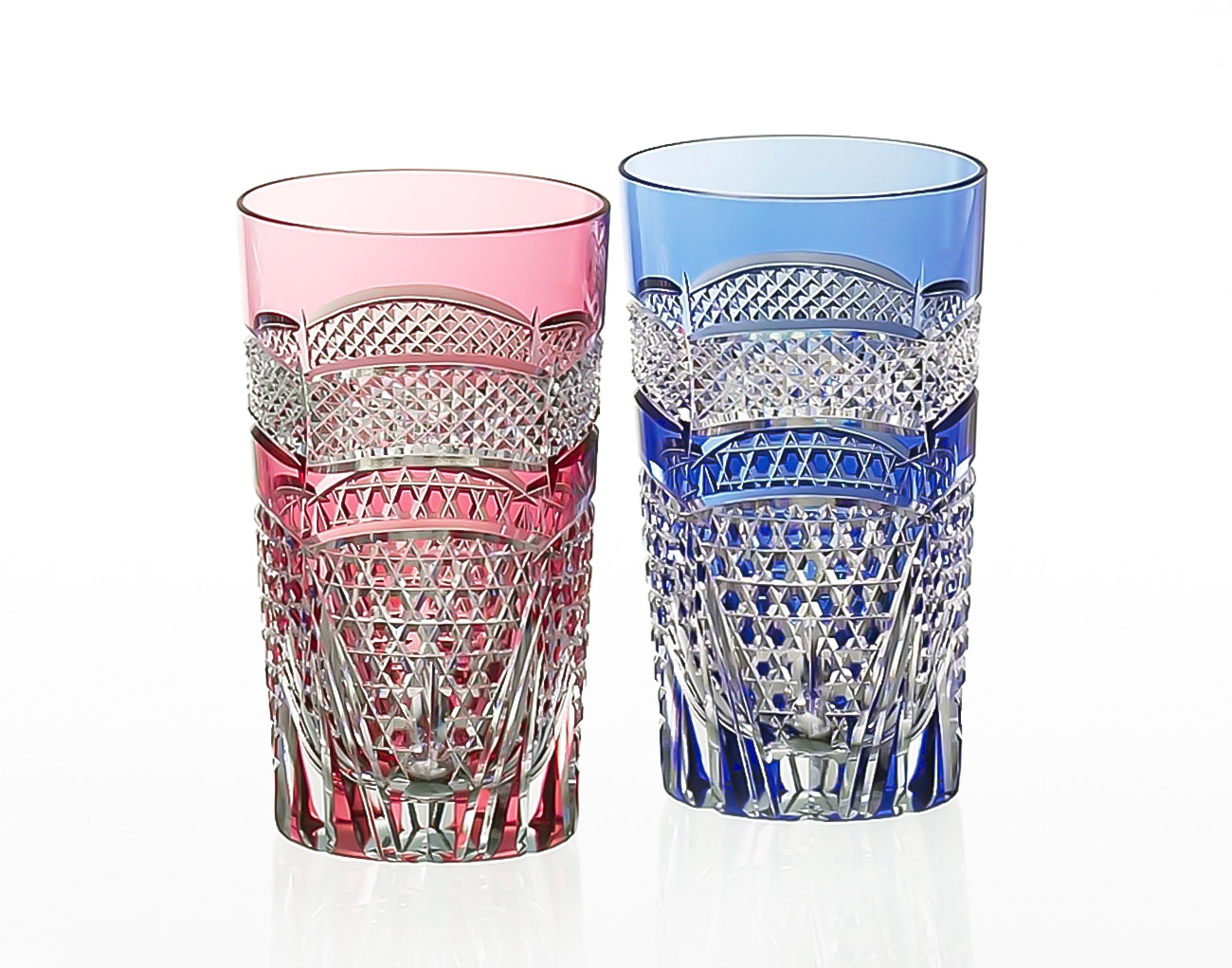 江戸切子 ペアロックグラス＜折鶴＞ | カガミクリスタル