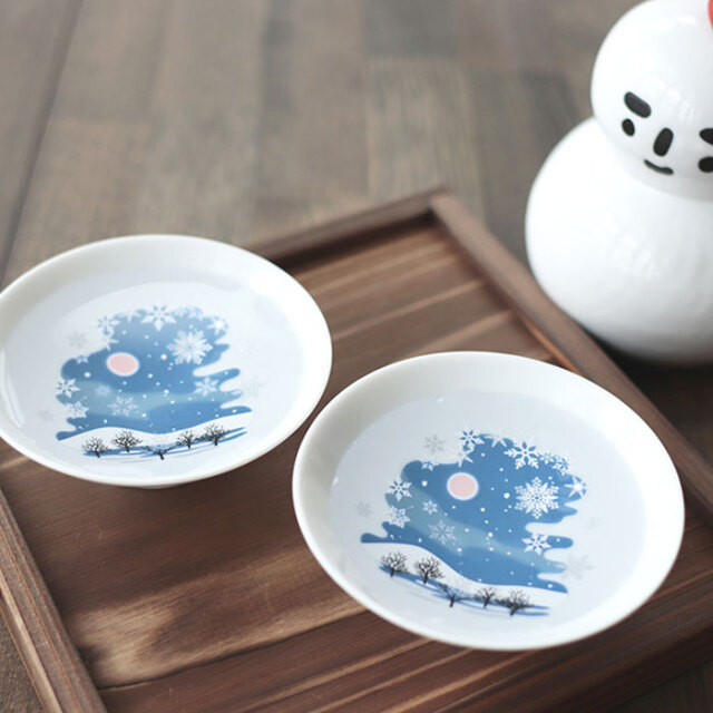 冷感雪結晶 白平盃 ペアセット 箱入 | 丸モ高木陶器