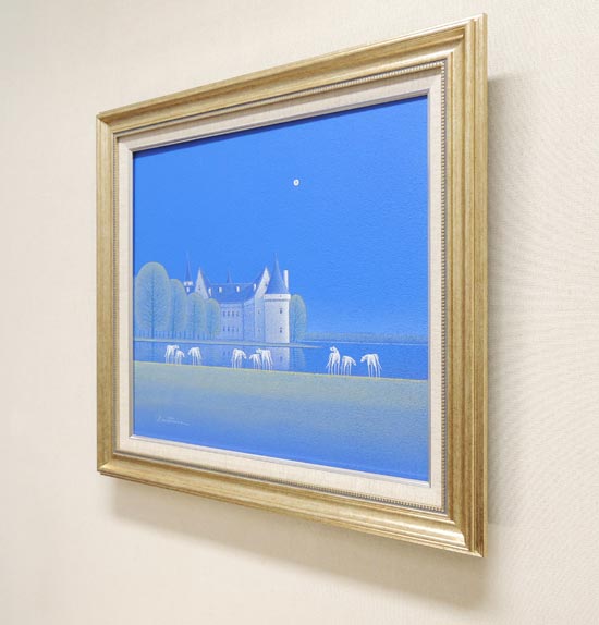 絵画 油絵 水辺の城 (松浦敬文) 送料無料 【肉筆】【油絵】【外国の