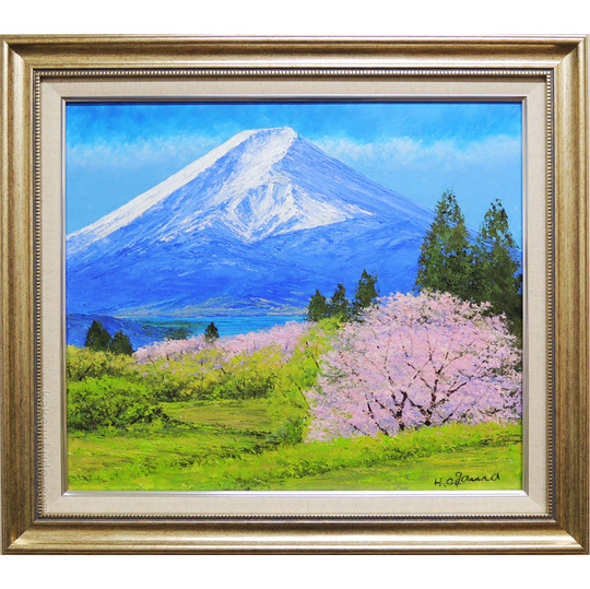 絵画 油絵 富士山と桜 （小川久雄） 送料無料 【肉筆】【油絵】【桜絵