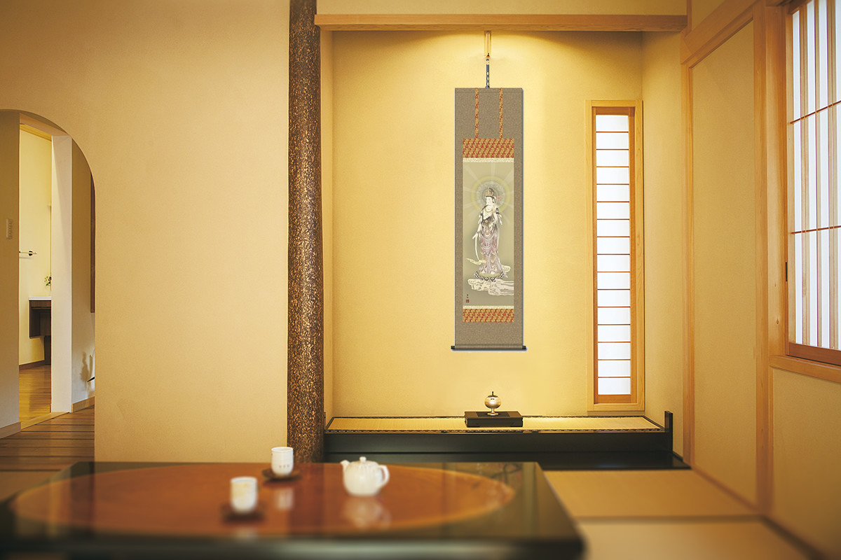 雲上観音 鈴木翠朋 （白翠会） 尺三！ 観音 - 掛け軸（掛軸）販売通販