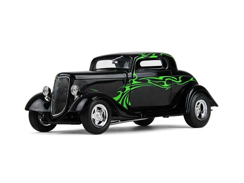 1934 Ford Coupe Street Rod - Black w/ Lime Green Diecast 1:25