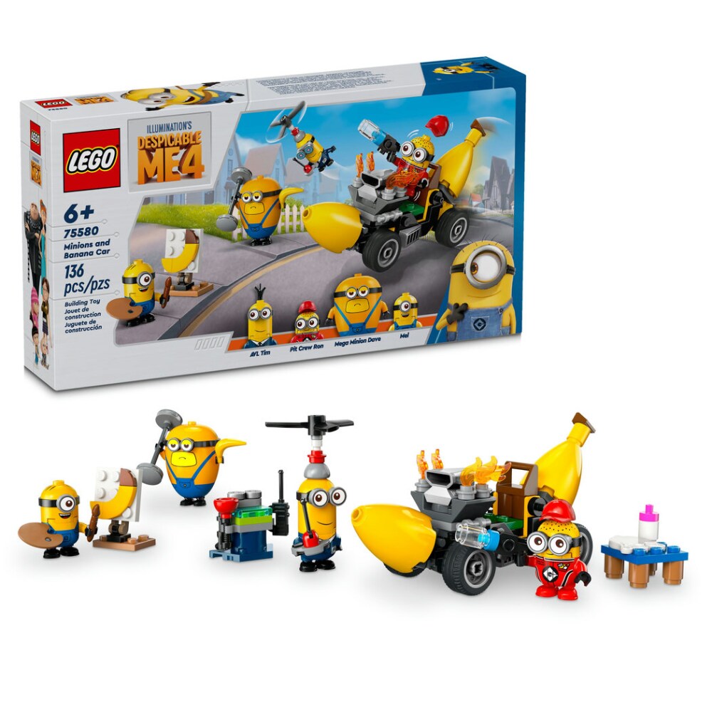 LEGO® 75580 Despicable Me 4 Mininions and Banana Car Set, 136 pcs