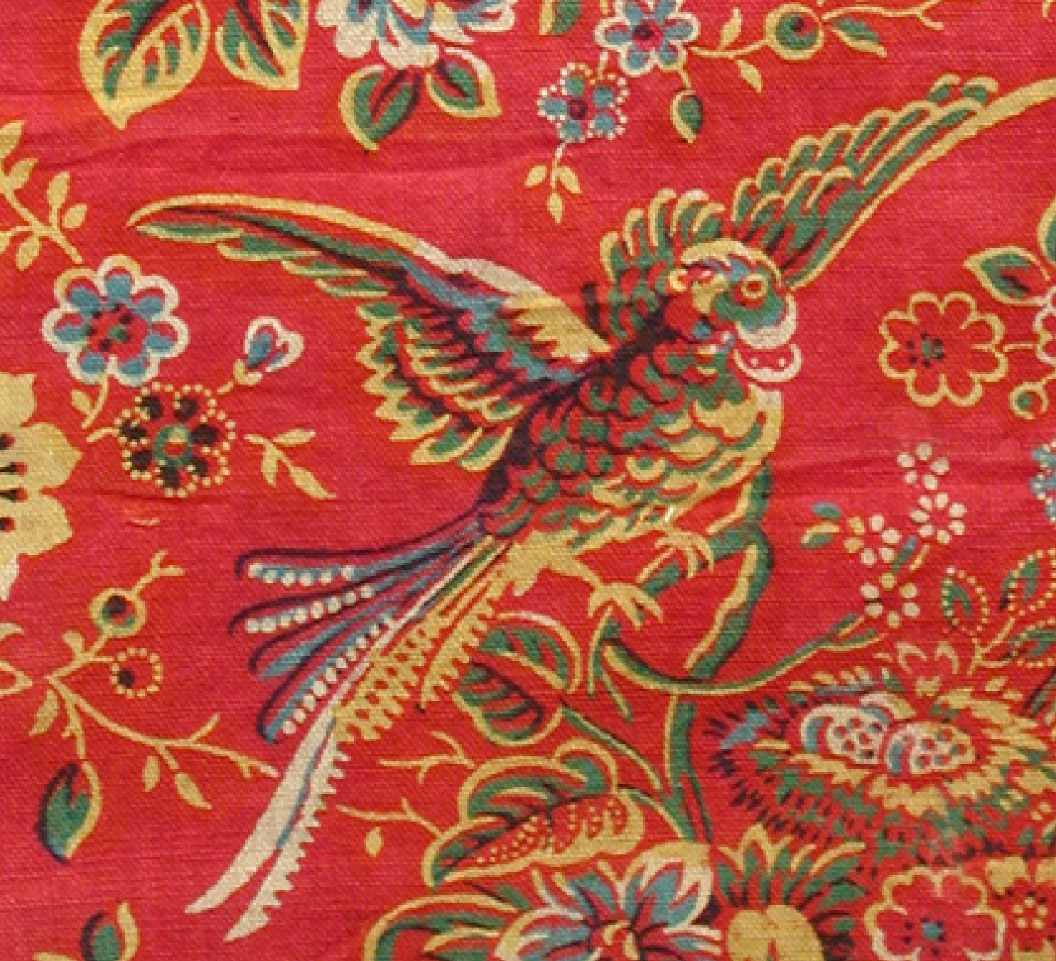 作品詳細: 赤地鳥花柄ヨーロッパ更紗古袱紗