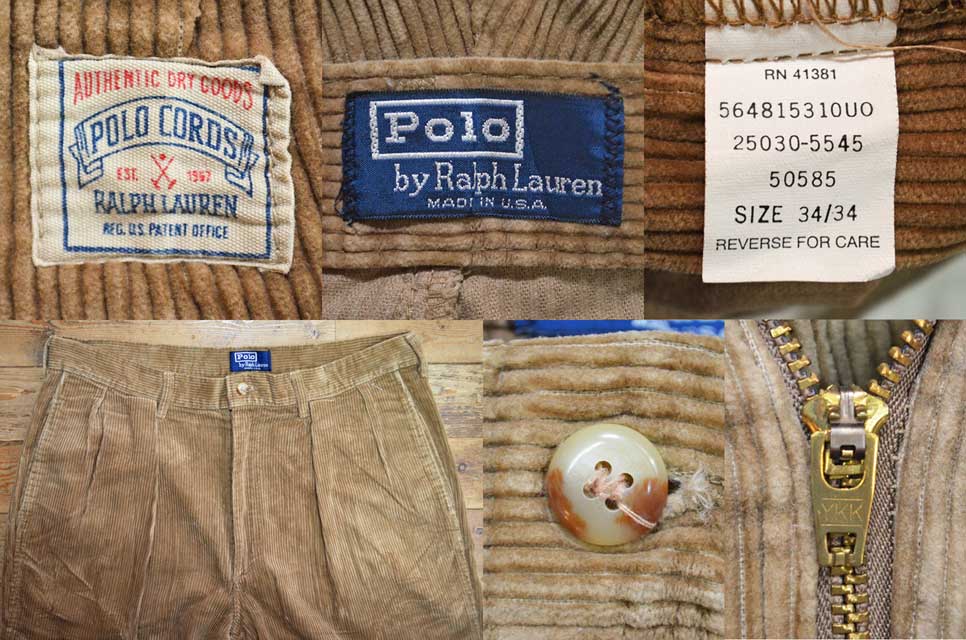 90's Polo Ralph Lauren 2タック 太畝コーデュロイパンツ “POLO CORDS