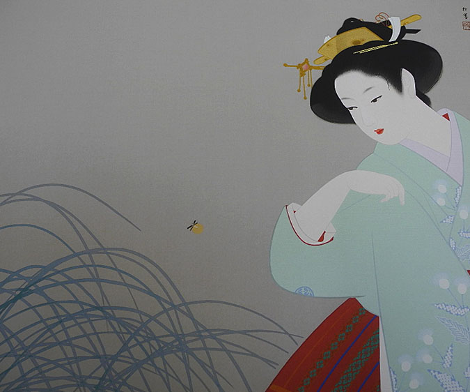 k*n様 上村松園【複製】『新蛍』限定84/200 共箱 美品 美人図 小学館 k