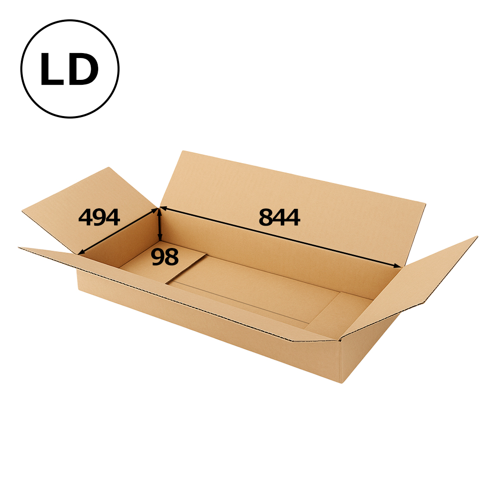 長尺衣類用ダンボール箱 844×494×高さ98mm「40枚」LD| ダンボール箱