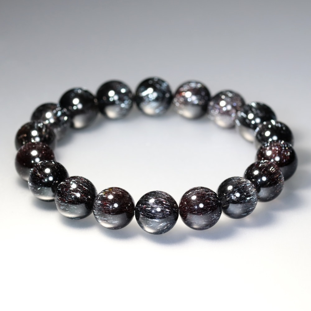 最高品質]ブラックスーパーセブンブレスレット/ニードルヘマタイトイン