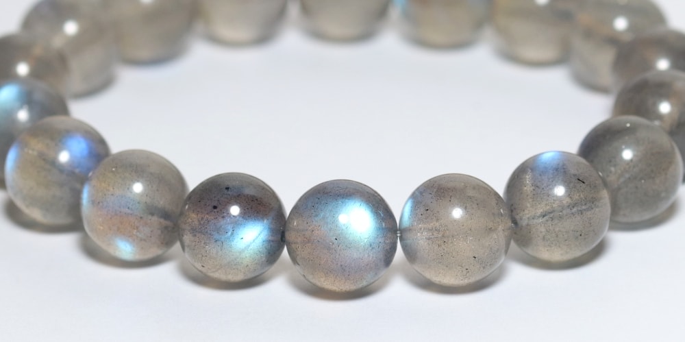 高品質+]ラブラドライトブレスレット（約11.5mm玉・鮮やかなブルー