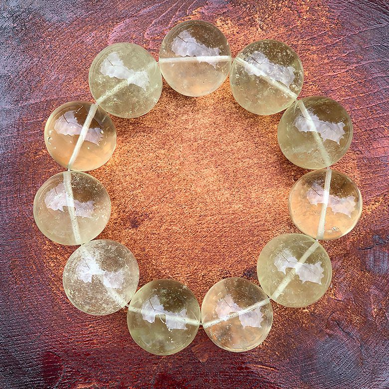 価格改定】[プレミアム]天然リビアングラスブレスレット（約24mm超大玉