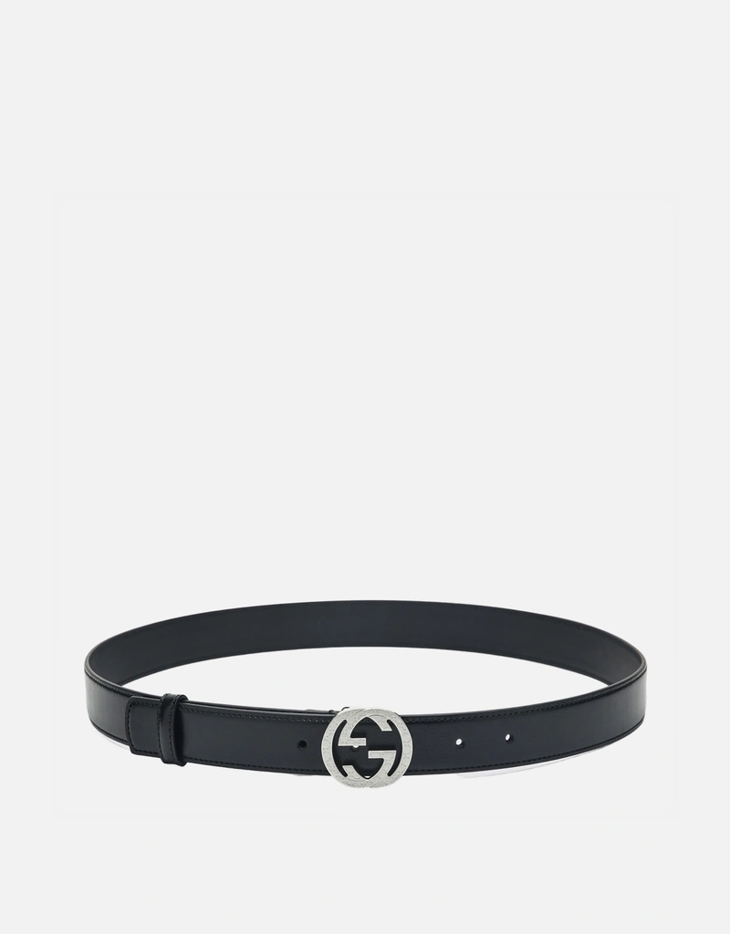 Gucci メンズレザーベルトGG刻印バックル付き (アクセサリ,ベルト