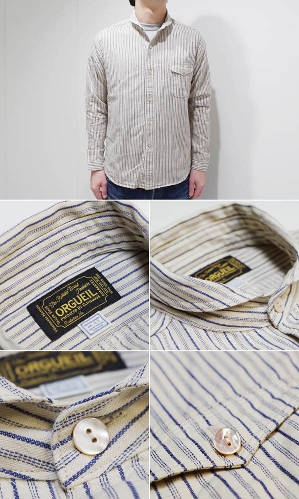 ORGUEIL オルゲイユ インディゴストライプ|ショールカラーシャツ