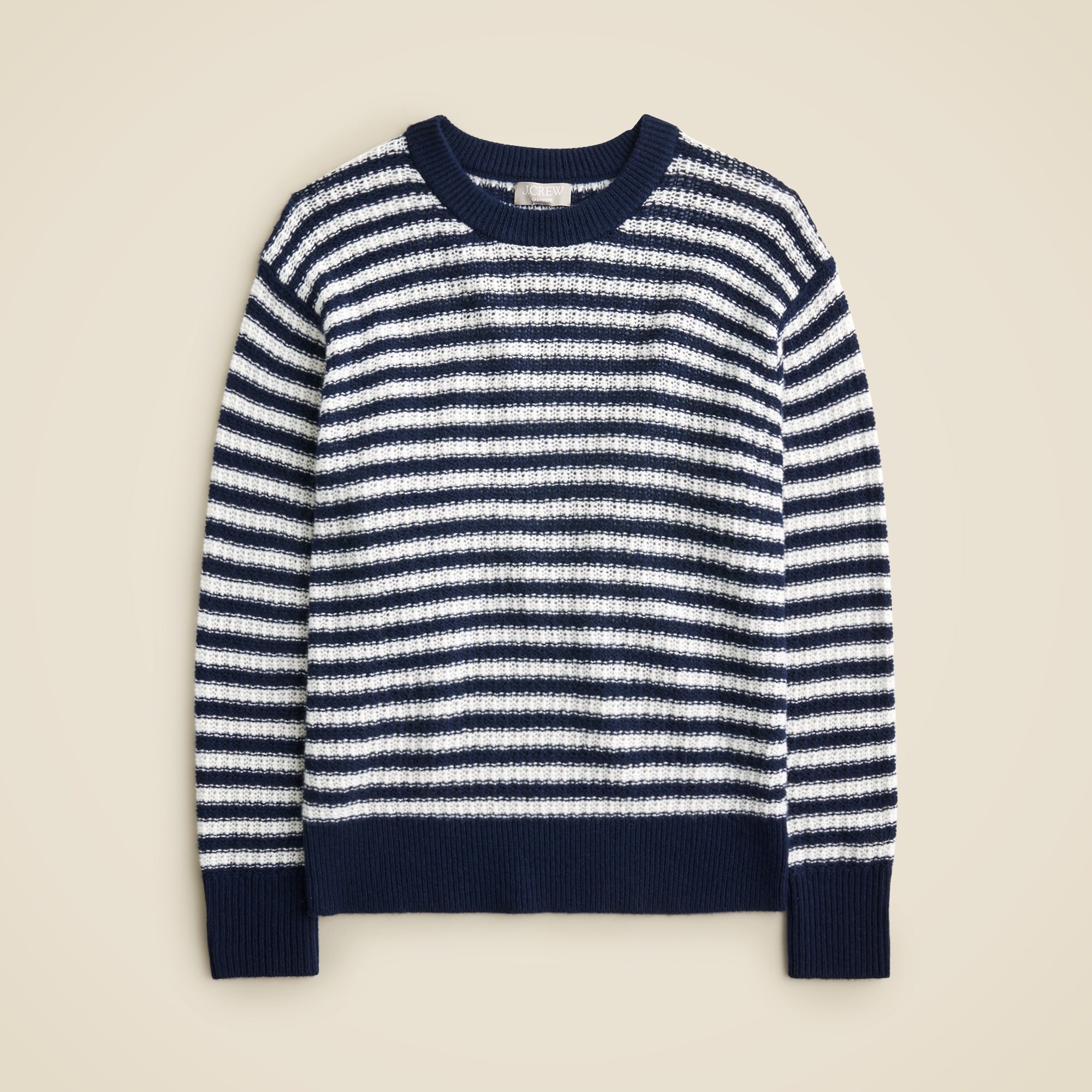 Cashmere Relaxed Crewneck Sweater In Stripe For Women | J.Crew