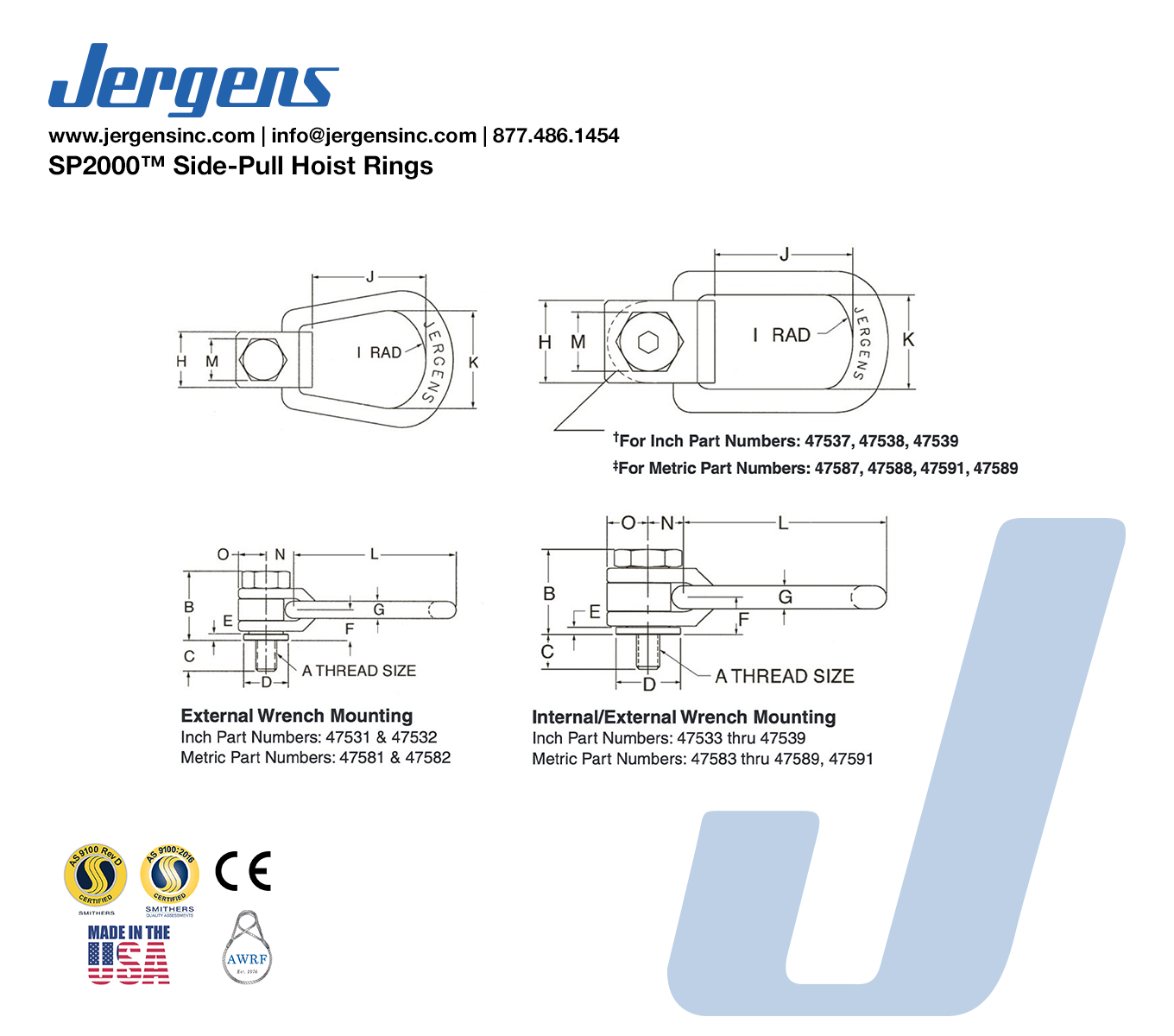 SP2000™ Side-Pull Hoist Rings| Jergens Lifting Solutions | Jergens Inc