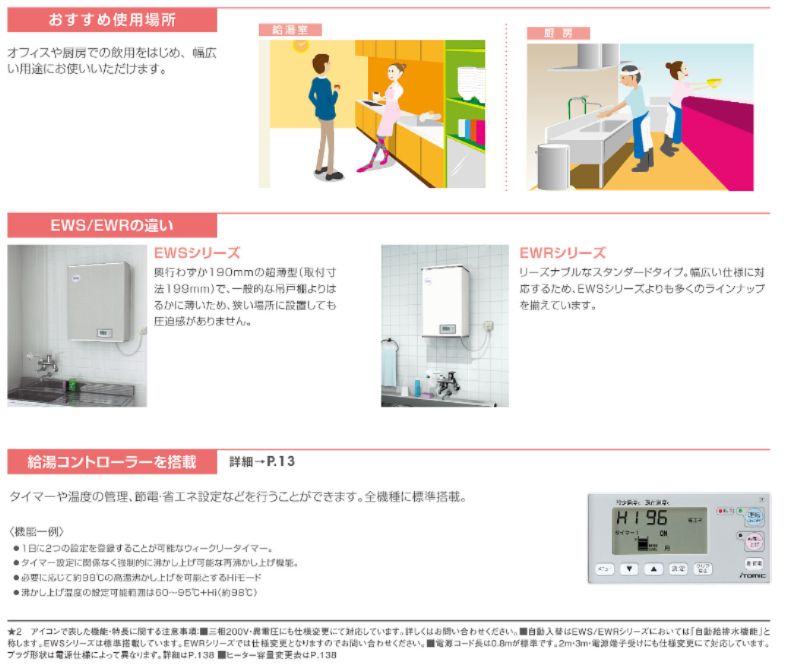 イトミック EWRシリーズ】小型電気温水器 65L（三相200V）壁掛タイプ