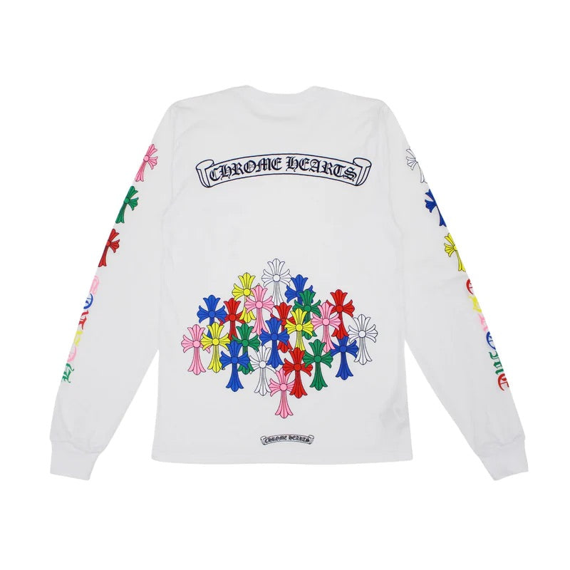 CHROME HEARTS MULTICOLOR SCRIPT CROSS LONG SLEEVE WHITE – ONE OF A