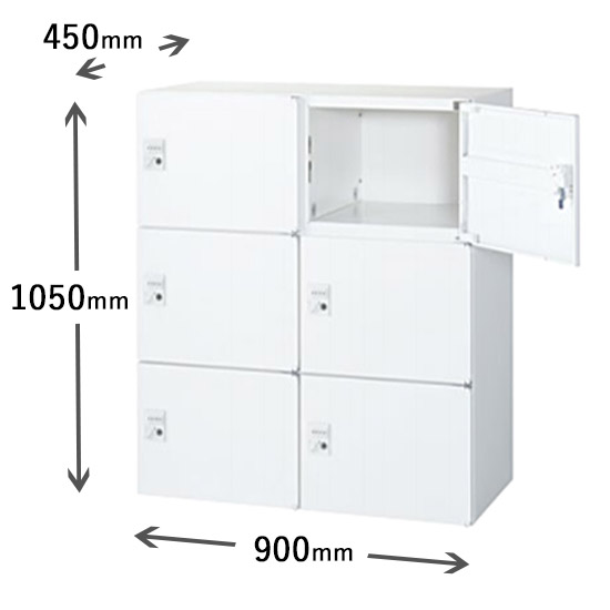 RW45-610H-D2 生興 2列3段パーソナルボックス ダイヤル錠 ホワイトの