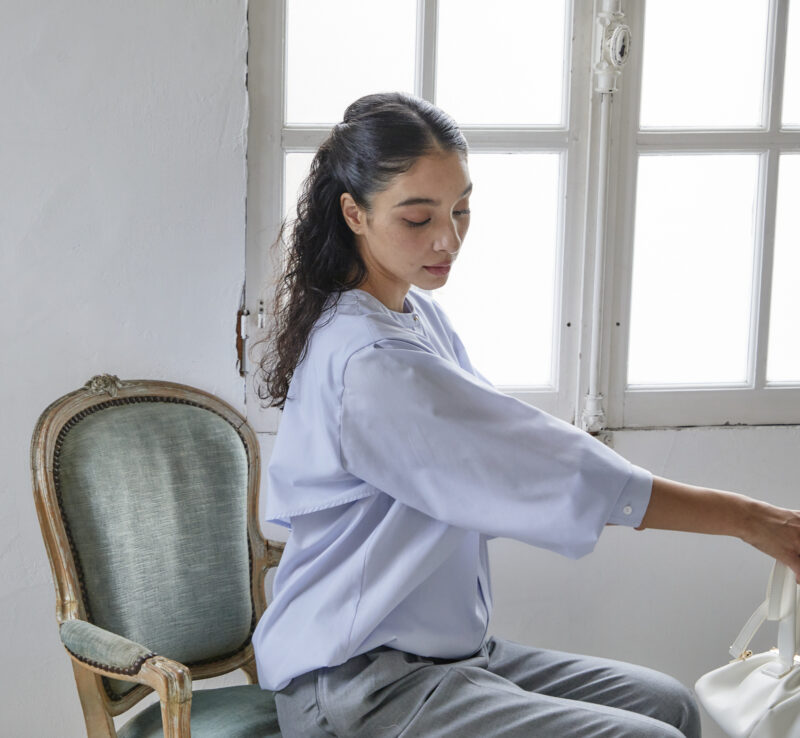 Owauno オアーノ 半袖 バルーン ブラウス M オフホワイト ドロスト 白