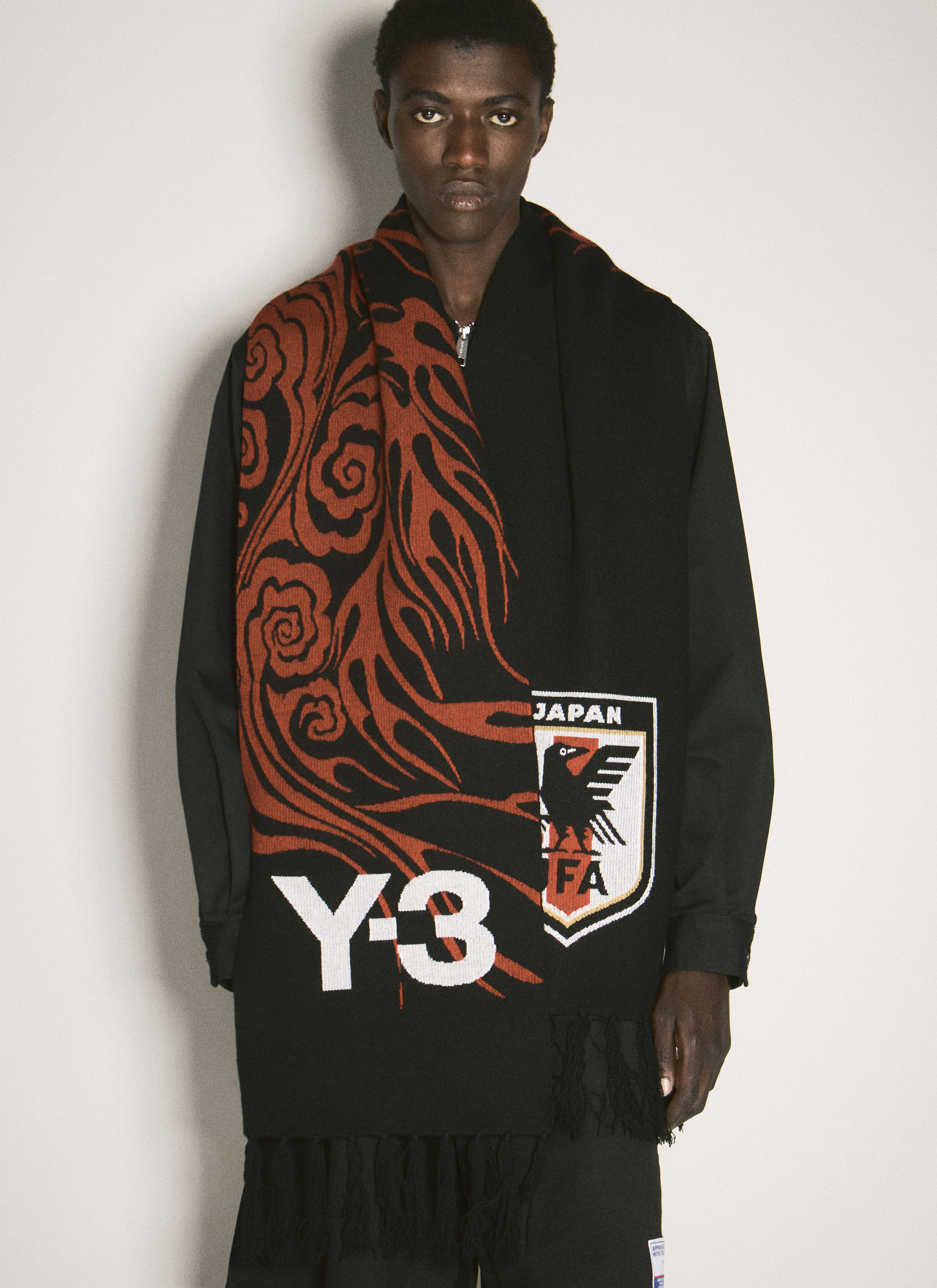 Y-3 JFA Men's' Logo Jacquard Scarf in Black | LN-CC®