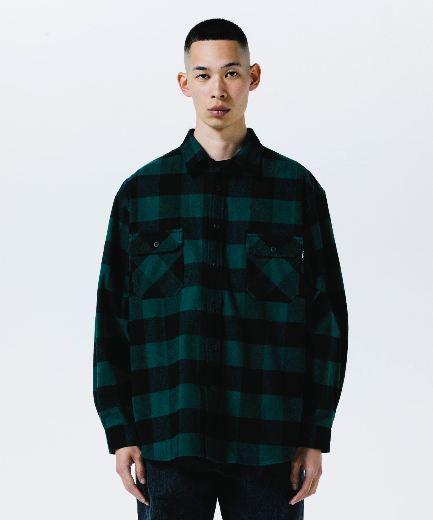 ROTTWEILER - R9 BUFFALO CHECK SHIRT (GREEN) / バッファローチェック
