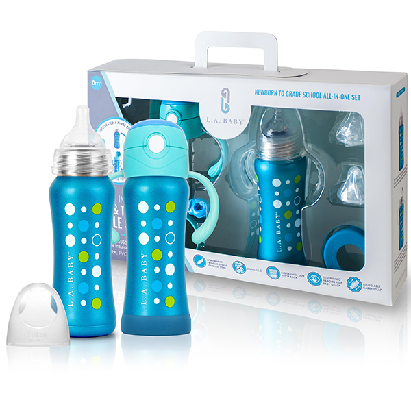 LA BABY All-In-One Bottle Gift Set 9 oz - Sapphire Blue‎