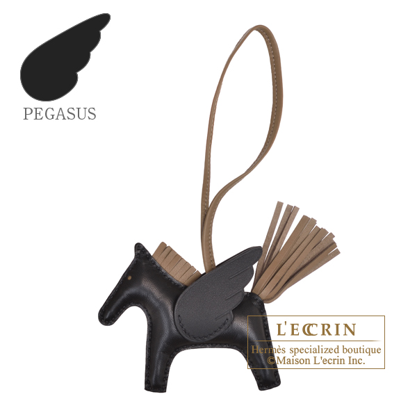 エルメス ロデオチャームペガサスPM ブラック/エトゥープ アニョーミロ