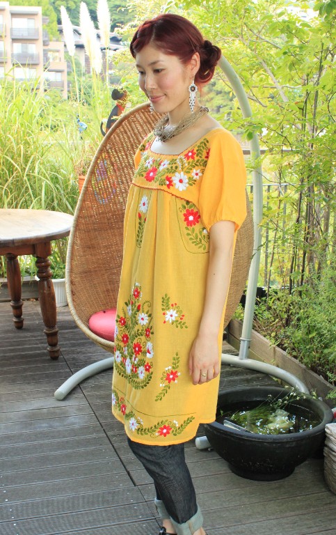メキシコ刺繍の洋服ワンピース、チュニック、メキシカン刺繍