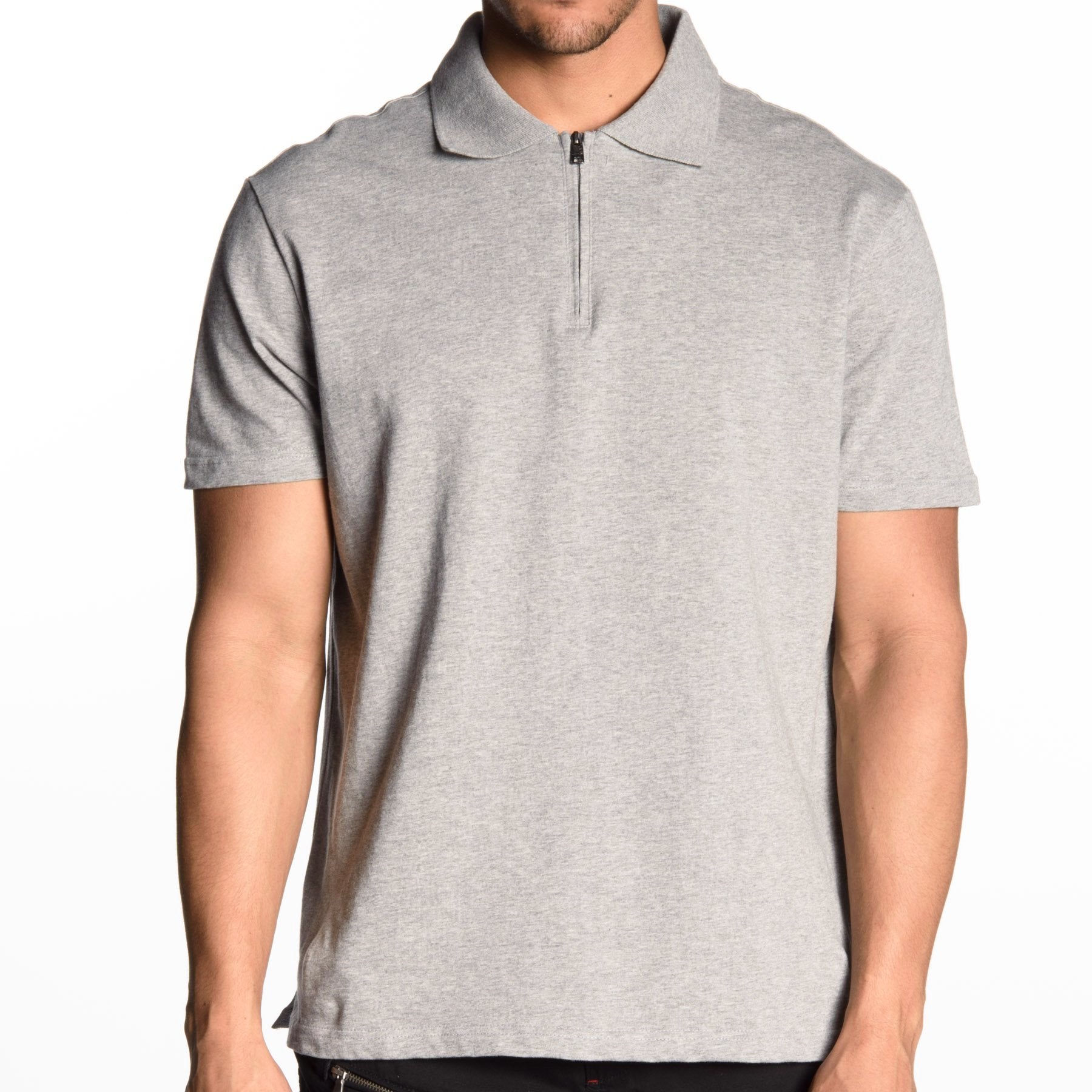 Men's 100% Mercerized Cotton 1/4 Zip Short Sleeve Polo Shirt