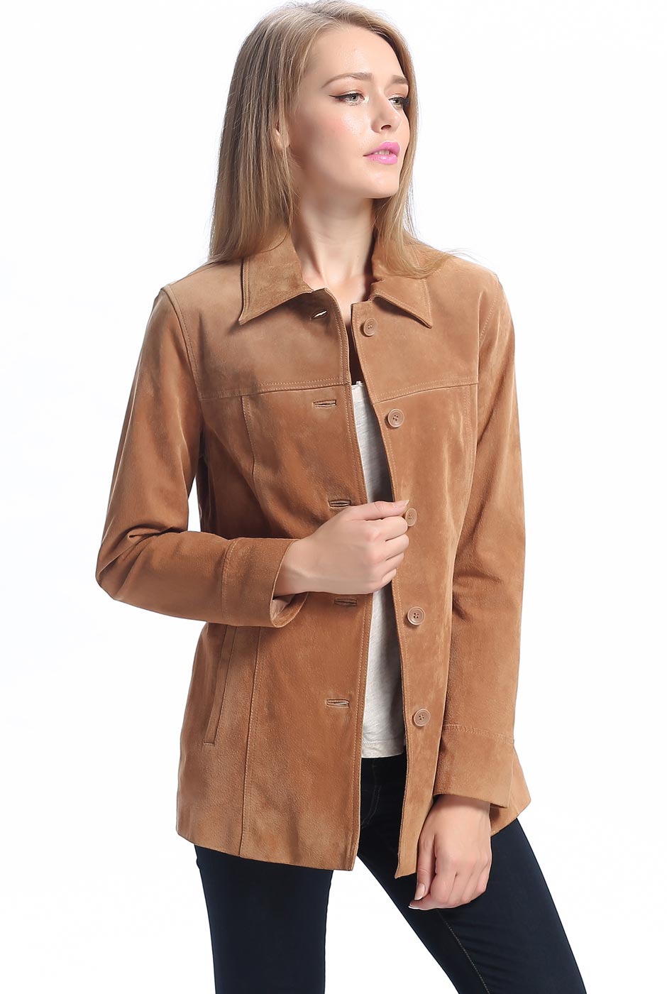 BGSD Women Anna Suede Leather Car Coat – Luxury Lane