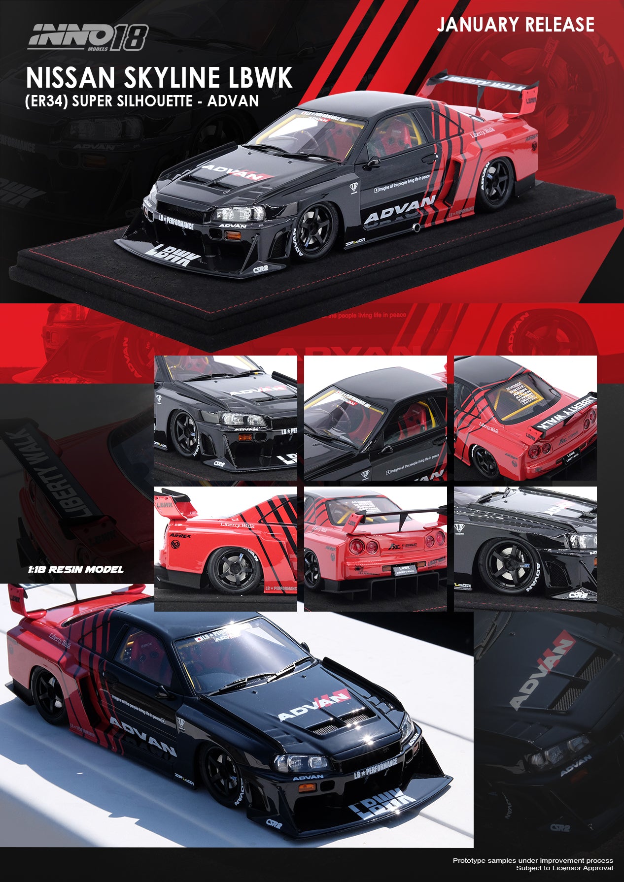 INNO18 1:18 Nissan Skyline (ER34) Super Silhouette 