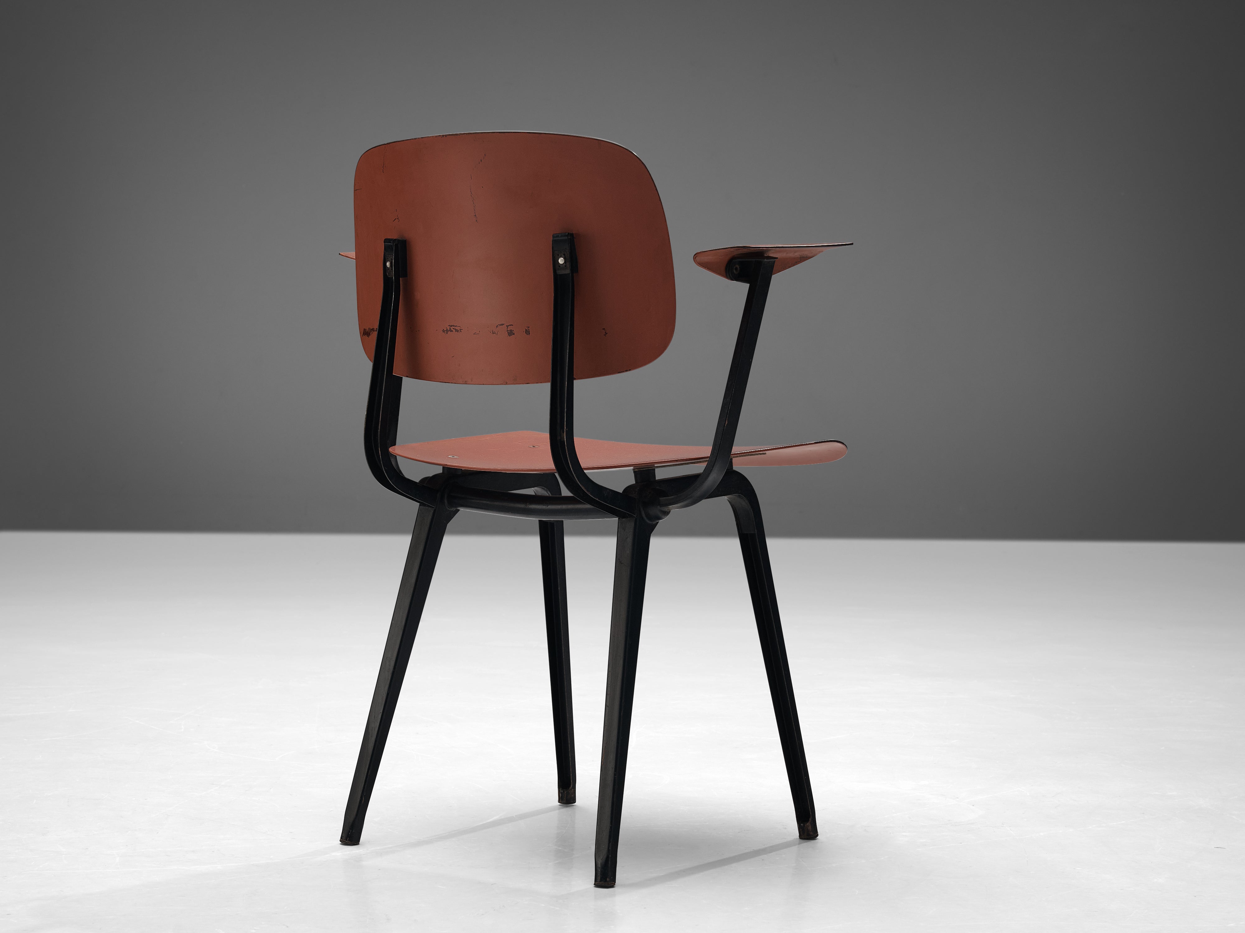 Friso Kramer 'Revolt' Chair in Matte Red Lacquered Ciranol and Metal