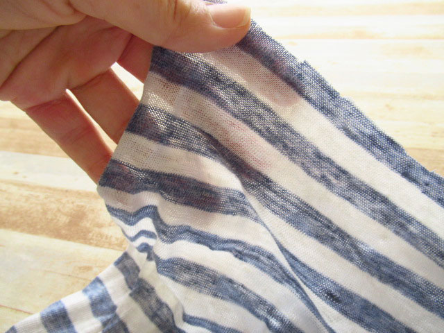 アパレル使用反】 リネン100％天竺ボーダーニット 杢サックスブルー