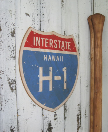 ハワイアンなマリン系木製看板（サインボード）