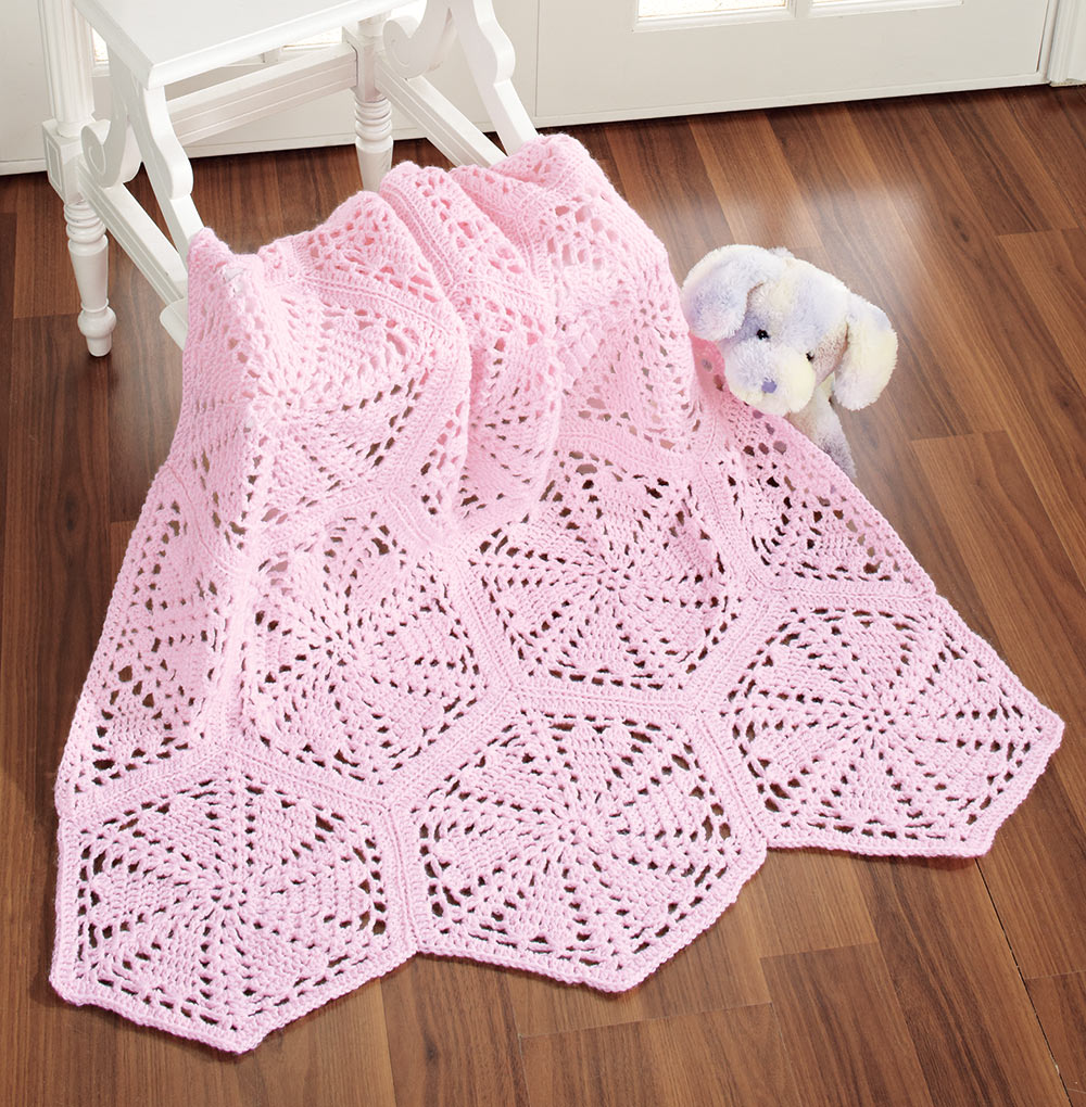 Hexagon Hearts Blanket Pattern – Mary Maxim
