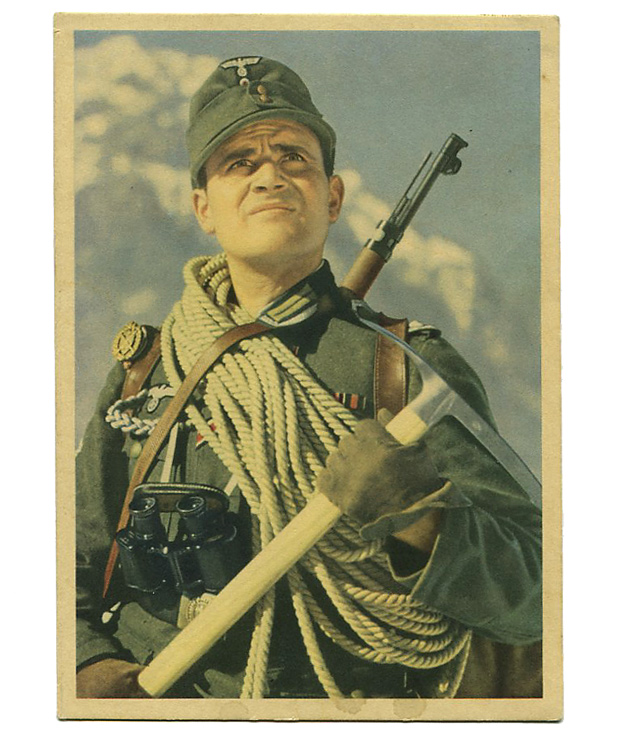 WWII ドイツ軍、戦時ポストカード(山岳猟兵)/実物・極上