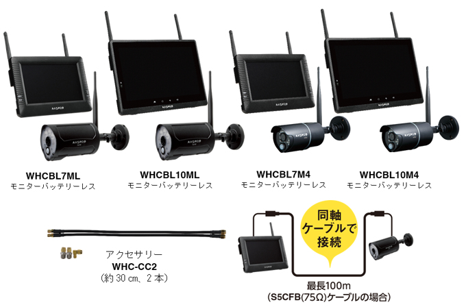マスプロ電工(MASPRO) モニター＆ワイヤレスＨＤカメラセット用 モニター＆ワイヤレスHDカメラセット WHCBL10ML | マスプロ電工