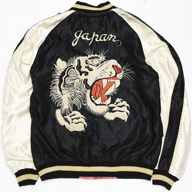東洋スカジャン【WHITE TIGER×JAPAN MAP】リバーシブルサテンスカ NO