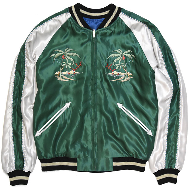 東洋スカジャン「EAGLE & DRAGON×HAWAII MAP」リバーシブルアセテート