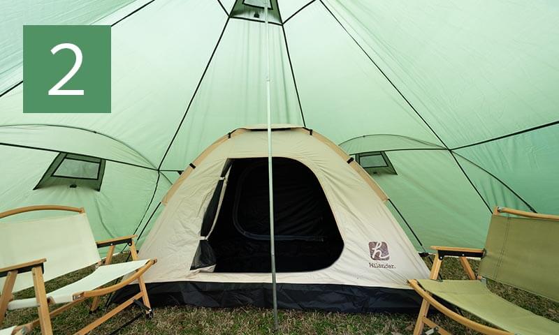 大型なのにポップアップでかんたん設営 ポップワンポールテント