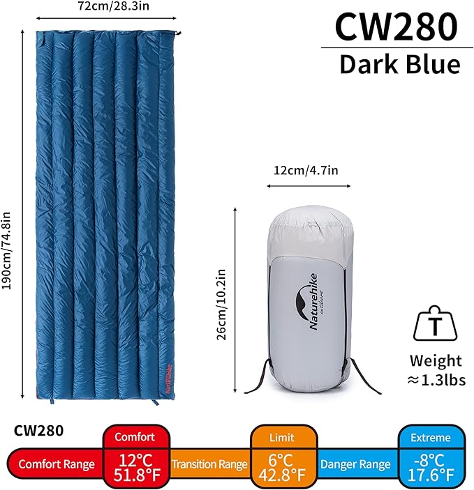 Naturehike CW280 ダウン寝袋 570g カーキ色 Naturehike CW280 ダウン